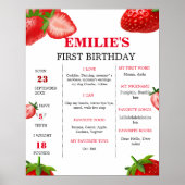 ストロベリースイートベビー1stバースデーマイルストーンサイン ポスター (正面)