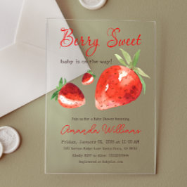 ストロベリースイートレッドウォーター色ベビーシャワー アクリル招待状