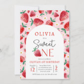 ストロベリースイートワンベリー1st誕生日パーティー 招待状 (正面)