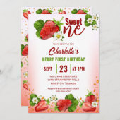ストロベリースイートワン第1誕生日招待状 招待状 (正面/裏面)