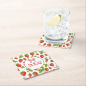 ストロベリースイート子供の誕生日パーティー- スクエアペーパーコースター (インサイチュ)