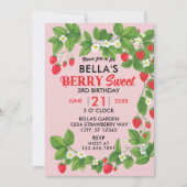ストロベリースイート誕生日（赤とピンク） 招待状 (正面)