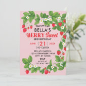 ストロベリースイート誕生日（赤とピンク） 招待状 (スタンド正面)