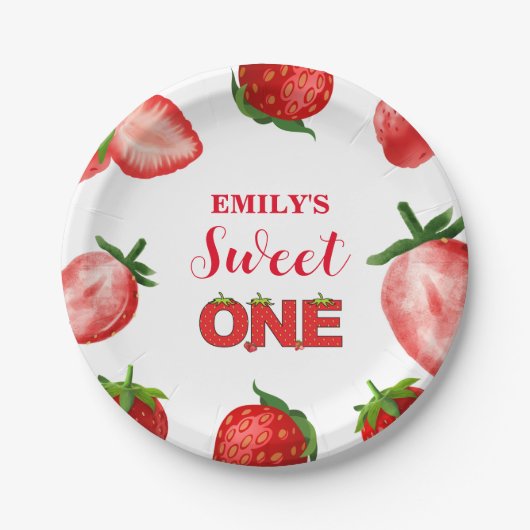 ストロベリースウィートサンキュー誕生日| Berry Sweet ペーパープレート (正面)