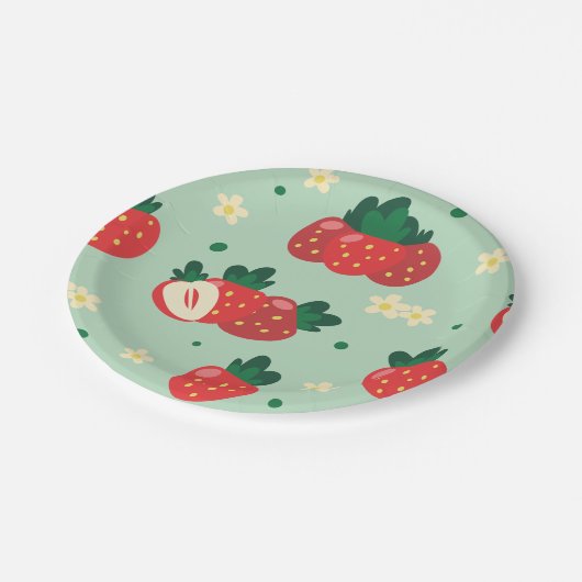 ストロベリースウィートバースデーパーティー ペーパープレート (アングル)