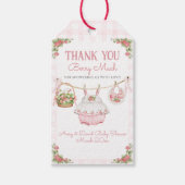 ストロベリースウィートベビーモダンビーガールシャワー ギフトタグ (正面)