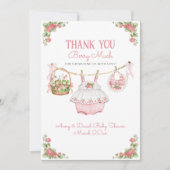 ストロベリースウィートベビーモダンビーガールシャワー サンキューカード (正面)