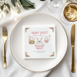 ストロベリースウィートベビーモダンビーガールシャワー スタンダードカクテルナプキン