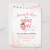 ストロベリースウィートワンファースト誕生日招待状 招待状 (正面)