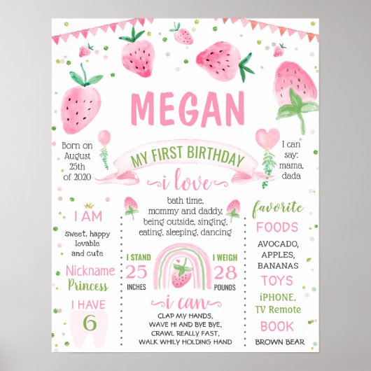 ストロベリースウィートワン誕生日マイルストーン ポスター (正面)