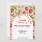 ストロベリースウィート子供の誕生日招待状 | ピンク 招待状 (正面)
