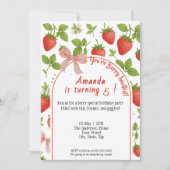 ストロベリースウィート子供の誕生日招待状 | ピンク 招待状 (正面)