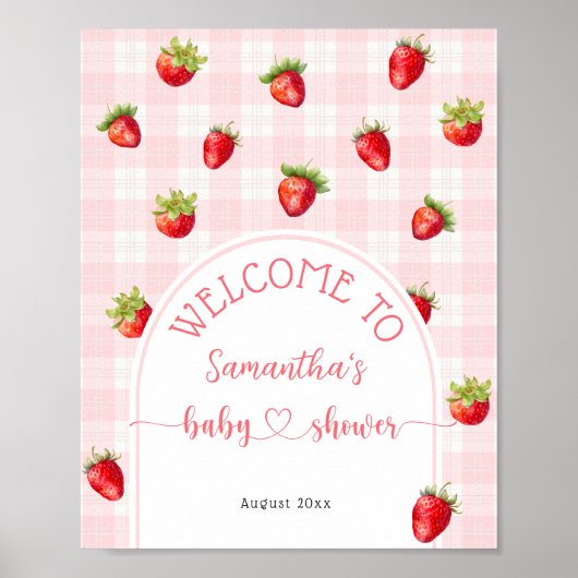 ストロベリースウィート素朴ウェルカムベビーガールシャワー ポスター (正面)