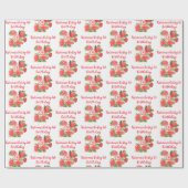 ストロベリースウィート1st誕生日パーティーかわいい ラッピングペーパー (フラット)