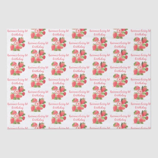 ストロベリースウィート1st誕生日パーティーかわいい 薄葉紙 (正面)