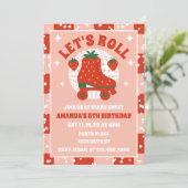 ストロベリースケート | レトロなローラースケートの誕生日 招待状 (スタンド正面)