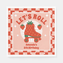 ストロベリースケート | レトロローラスケートで滑る誕生日 スタンダードランチョンナプキン