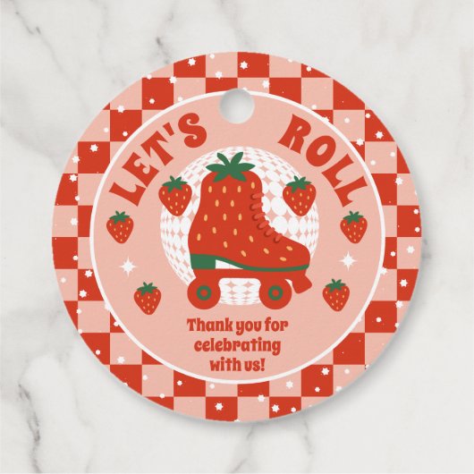 ストロベリースケート | レトロローラスケートで滑る誕生日 フェイバータグ (裏面)