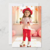 ストロベリースケート | レトロローラスケートで滑る誕生日 招待状 (裏面)