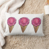 ストロベリースコップピンクアイスクリームワッフルコーン食品 ランバークッション (ブランケット)