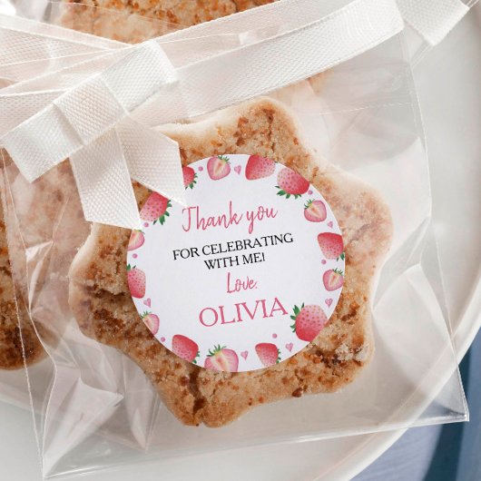 ストロベリーステッカーラベル誕生日ベビーシャワー ラウンドシール