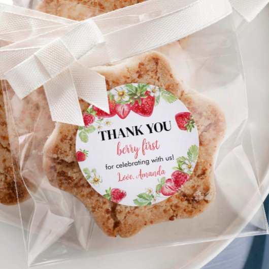 ストロベリーステッカーラベル誕生日ベビーシャワー ラウンドシール