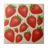 ストロベリースプラッシュタイル – 水彩フルーツセラミック タイル (正面)