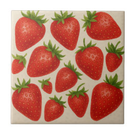ストロベリースプラッシュタイル – 水彩フルーツセラミック タイル