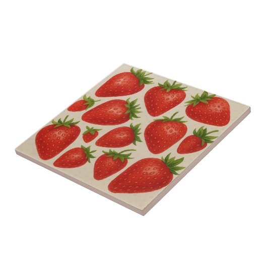 ストロベリースプラッシュタイル – 水彩フルーツセラミック タイル (側面)