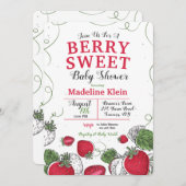 ストロベリースプラッシュ赤ちゃんシャワー 招待状 (正面/裏面)