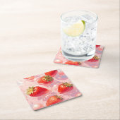 ストロベリースプラッシュ スクエアペーパーコースター (インサイチュ)