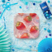 ストロベリースプラッシュ ペーパープレート (パーティー)