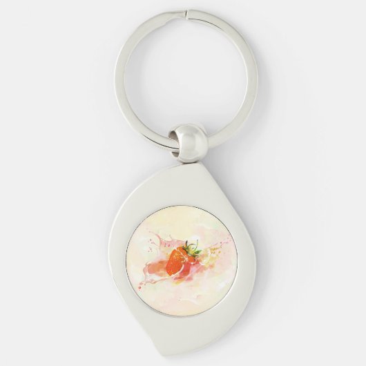 ストロベリースプラッシュ!水彩画 キーホルダー (正面)