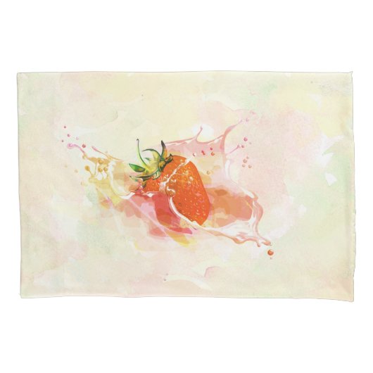 ストロベリースプラッシュ!水彩画 枕カバー (正面)