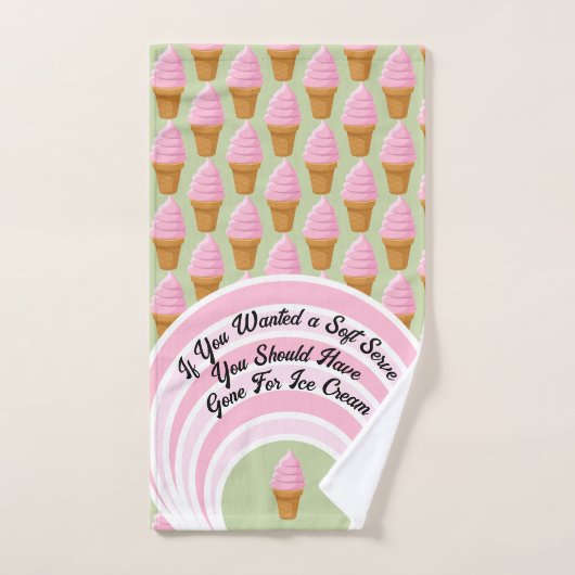 ストロベリーソフトサーブピックボール甘いピンクグリーン ハンドタオル (ハンドタオル)