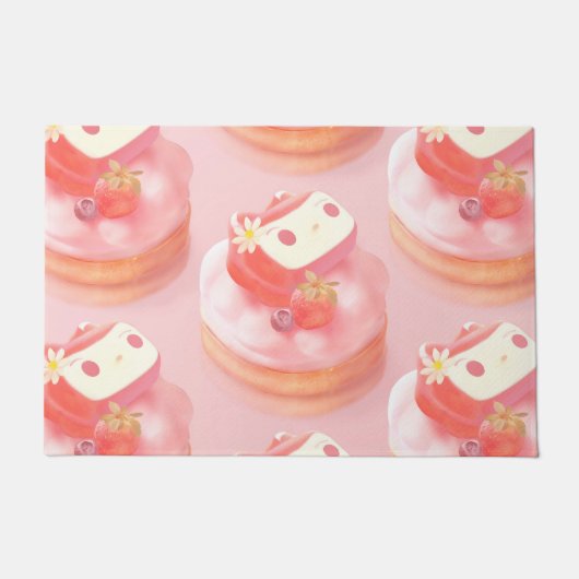 ストロベリータルトイラストレーション ドアマット (正面)