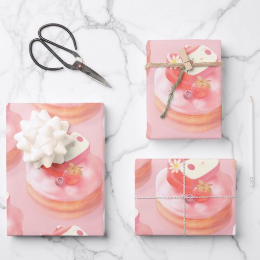 ストロベリータルトイラストレーション ラッピングペーパーシート (正面)