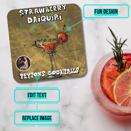 ストロベリーダイキリカクテルパーティー スクエアペーパーコースター