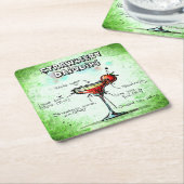 ストロベリーダイキリドリンクレシピ スクエアペーパーコースター (アングル)