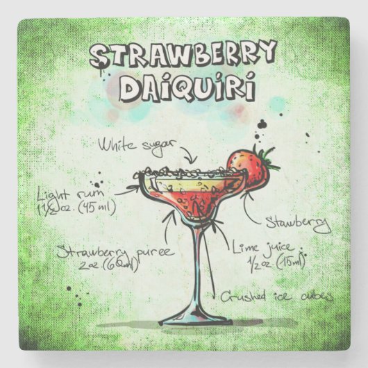 ストロベリーダイキリドリンクレシピ ストーンコースター (正面)