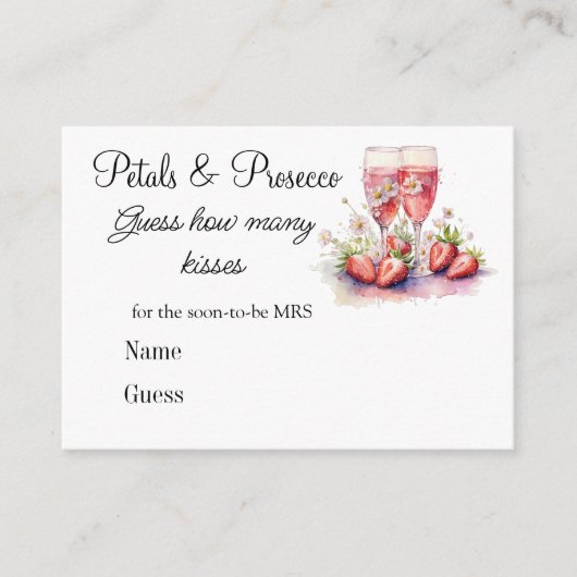 ストロベリーチャンピエーンブライダルシャワーウェディングゲーム エンクロージャーカード (正面)