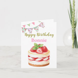 ストロベリーチーズケーキ名前をカスタムする&文字誕生日 カード