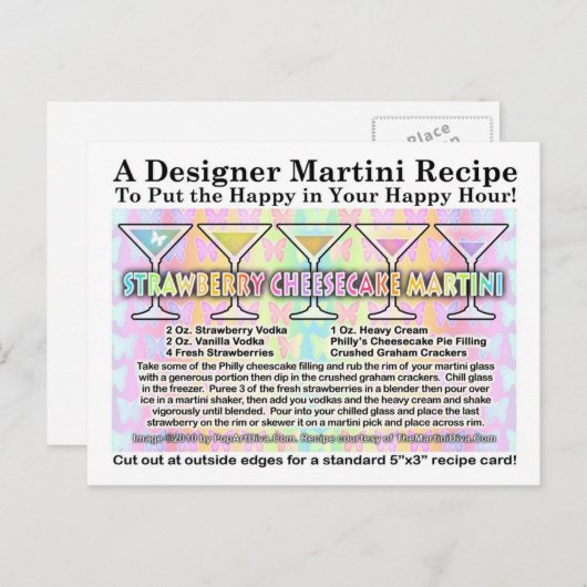 ストロベリーチーズケーキ春マルティーニレシピカード ポストカード (正面/裏面)