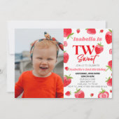 ストロベリーツースイーツ写真2nd誕生日パーティー 招待状 (正面)