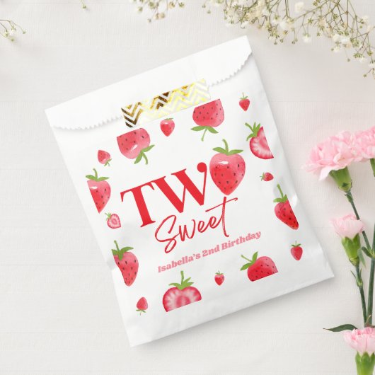 ストロベリーツースイートピンクレッド2nd誕生日パーティー フェイバーバッグ (封をした状態)