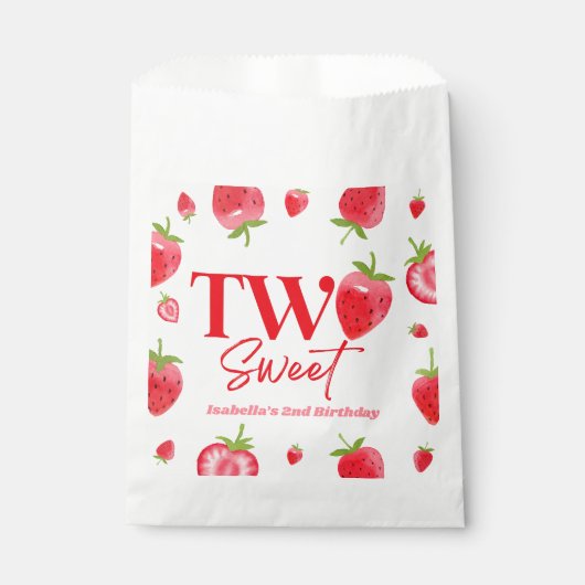 ストロベリーツースイートピンクレッド2nd誕生日パーティー フェイバーバッグ (正面)