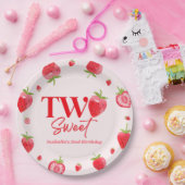 ストロベリーツースイートピンクレッド2nd誕生日パーティー ペーパープレート (パーティー)