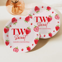 ストロベリーツースイートピンクレッド2nd誕生日パーティー ペーパープレート