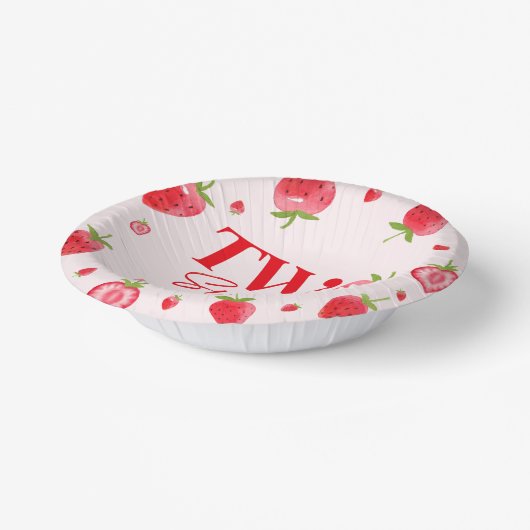 ストロベリーツースイートピンクレッド2nd誕生日パーティー ペーパーボウル (傾斜あり)