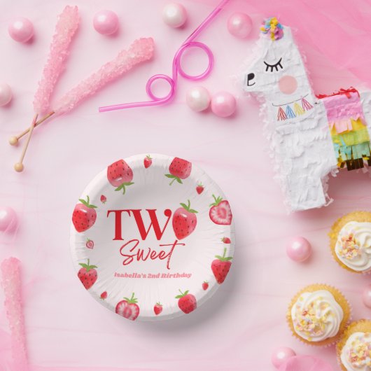 ストロベリーツースイートピンクレッド2nd誕生日パーティー ペーパーボウル (パーティー)